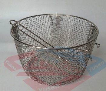 factory Collapsible handle Chrome Plated Steel Coarse Mesh Culinary Basket